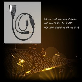 3.5mm AUX interface Adapter with line Fit For Audi VW MDI AMI MMI iPad iPhone 5 6S