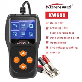 KONNWEI Professional Car Battery Tester (KW600) on Cranking System, Charging System 100-2000 CCA 220AH Auto Battery Load Analyzer,Alternator Tester - Waveform Voltage Test for All 12V Cars/SUVs