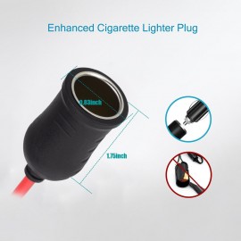 12V/24V 12' Foot Heavy Duty Extension Cord with Cigarette Lighter Plug Socket