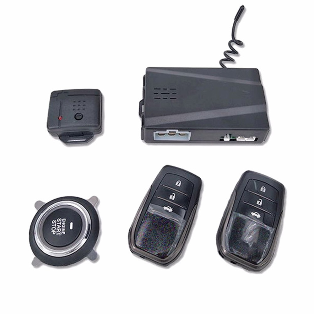 12V Car Alarm Passive Keyless One Button Start Remote Control System Auto Central Lock Push Button Start Stop Automotive PKE